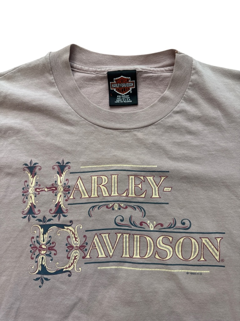 Vintage Harley Davidson Men’s T-Shirt Size Large Lavender Springfield IL USA